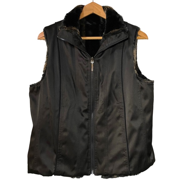 Vest Outdoor Edition by Parkhurst Faux Fur Reversible Vest Cozy Warm Sz M - Picture 6 of 15